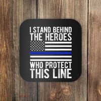 Thin Blue Line Flag Police Hero Law Enforcement Support Coaster thumb 0