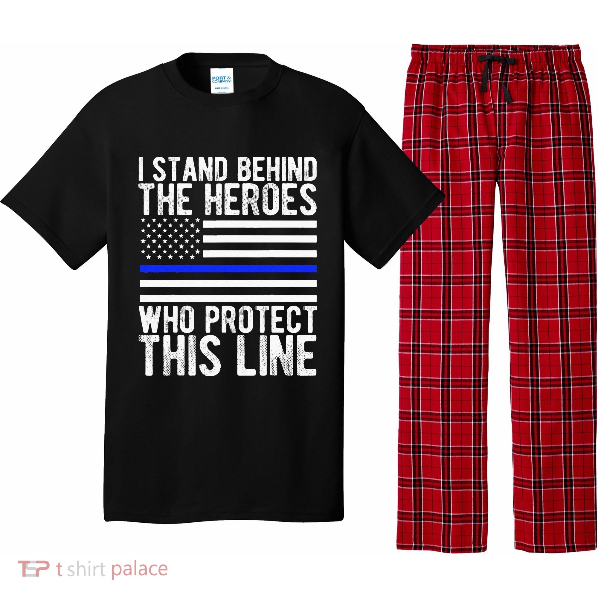 Thin Blue Line Flag Police Hero Law Enforcement Support Pajama Set