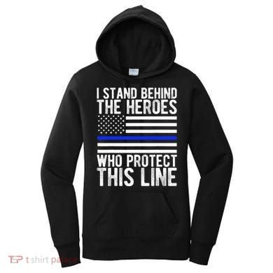 Thin Blue Line Flag Police Hero Law Enforcement Support Women's Hoodie