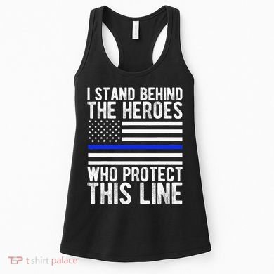 Thin Blue Line Flag Police Hero Law Enforcement Support Women's Tank Top