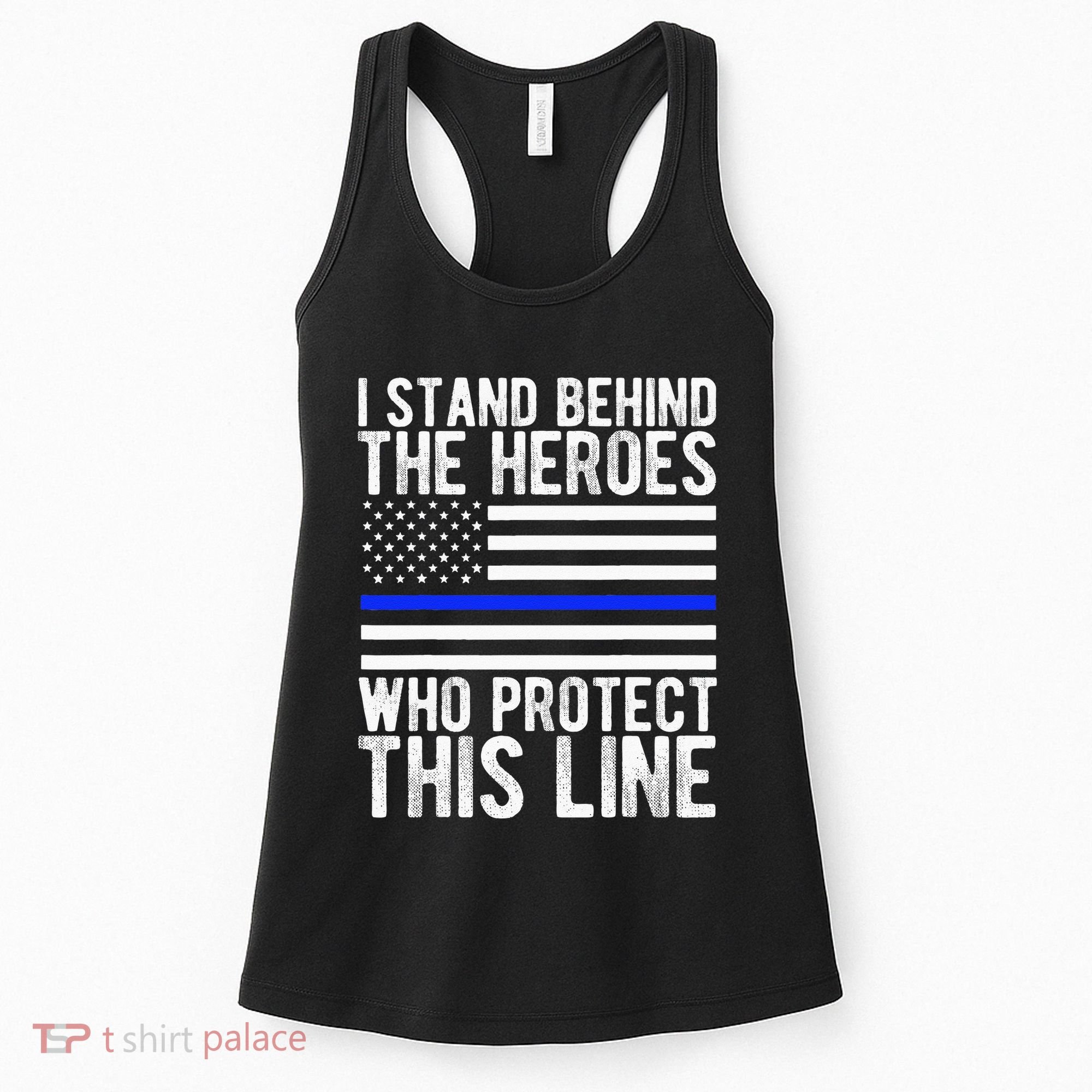 Thin Blue Line Flag Police Hero Law Enforcement Support Women's Tank Top