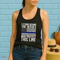 Thin Blue Line Flag Police Hero Law Enforcement Support Women's Tank Top thumb 2