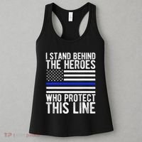 Thin Blue Line Flag Police Hero Law Enforcement Support Women's Tank Top thumb 3