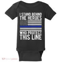 Thin Blue Line Flag Police Hero Law Enforcement Support Baby Bodysuit thumb 0