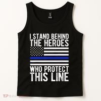 Thin Blue Line Flag Police Hero Law Enforcement Support Tank Top thumb 2