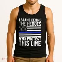 Thin Blue Line Flag Police Hero Law Enforcement Support Tank Top thumb 3