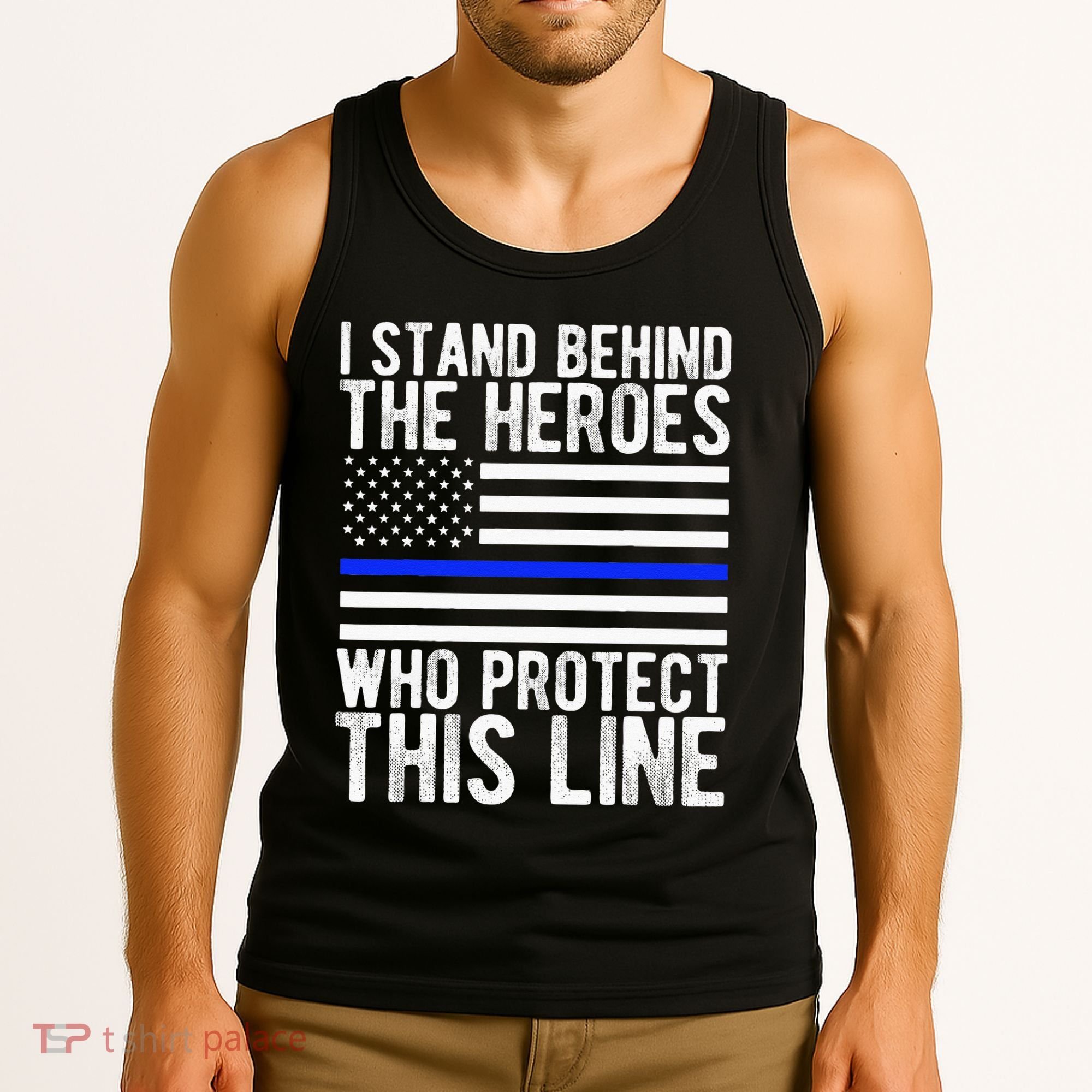 Thin Blue Line Flag Police Hero Law Enforcement Support Tank Top
