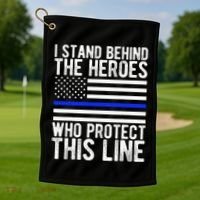 Thin Blue Line Flag Police Hero Law Enforcement Support Golf Towel thumb 1