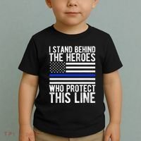 Thin Blue Line Flag Police Hero Law Enforcement Support Toddler T-Shirt thumb 2