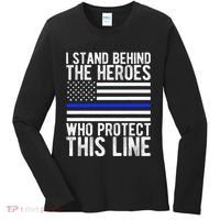 Thin Blue Line Flag Police Hero Law Enforcement Support Women's Long Sleeve Shirt thumb 0
