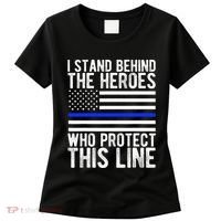 Thin Blue Line Flag Police Hero Law Enforcement Support Women's T-Shirt thumb 0