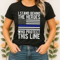 Thin Blue Line Flag Police Hero Law Enforcement Support Women's T-Shirt thumb 2