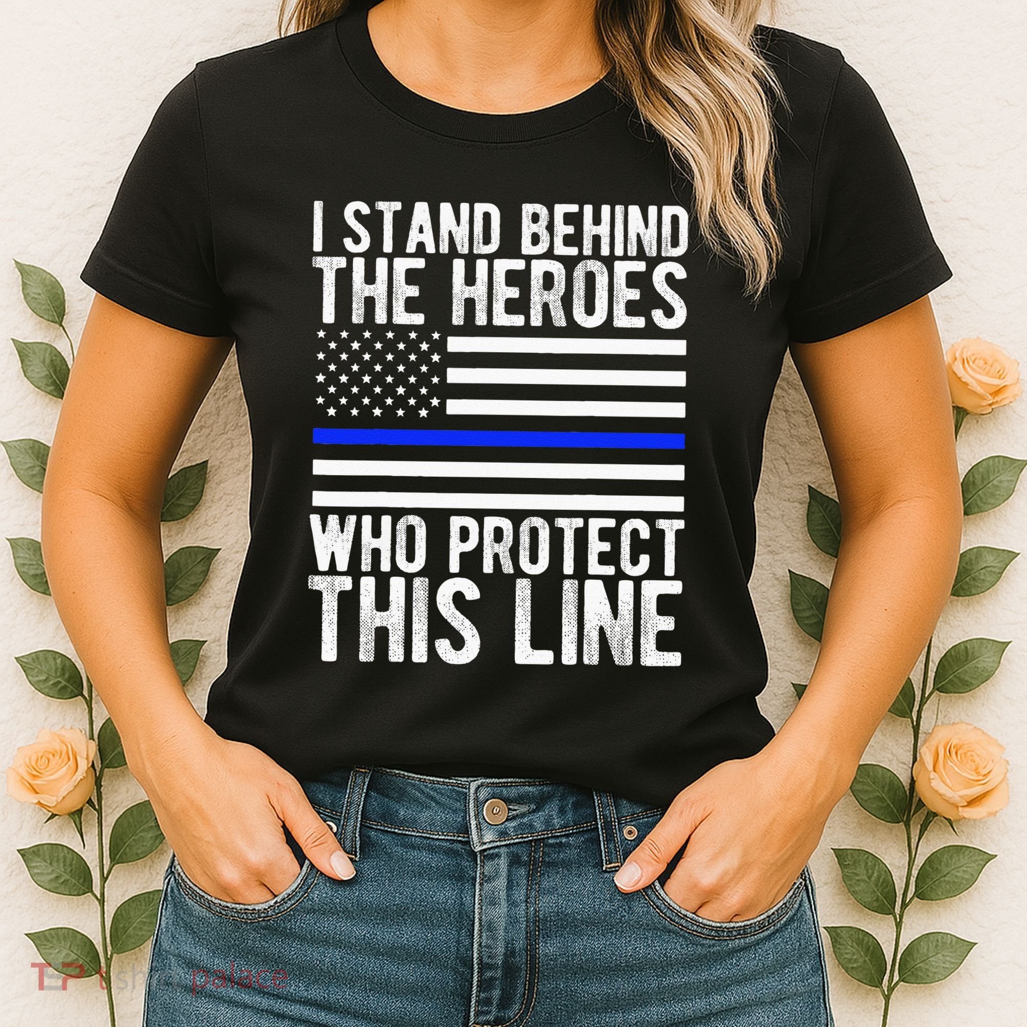 Thin Blue Line Flag Police Hero Law Enforcement Support Women's T-Shirt