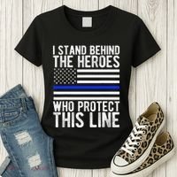 Thin Blue Line Flag Police Hero Law Enforcement Support Women's T-Shirt thumb 3