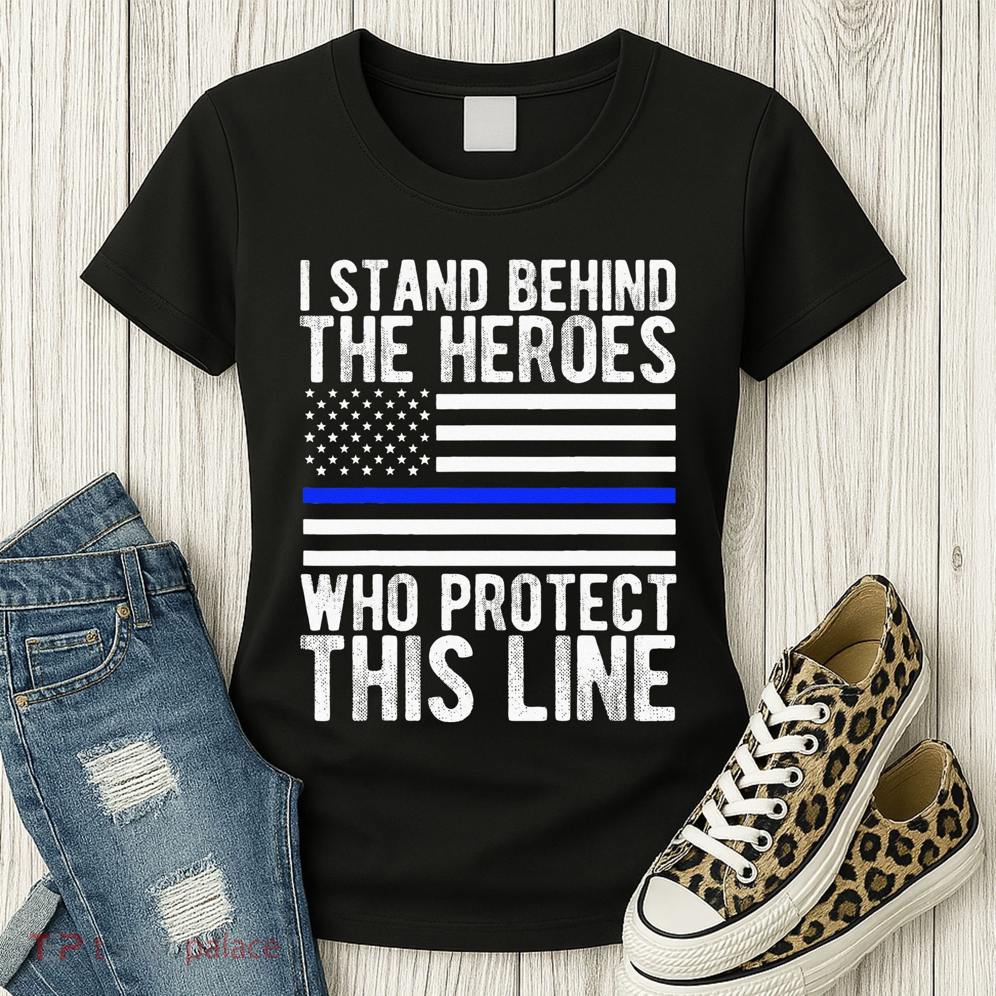 Thin Blue Line Flag Police Hero Law Enforcement Support Women's T-Shirt