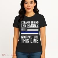 Thin Blue Line Flag Police Hero Law Enforcement Support Women's T-Shirt thumb 4