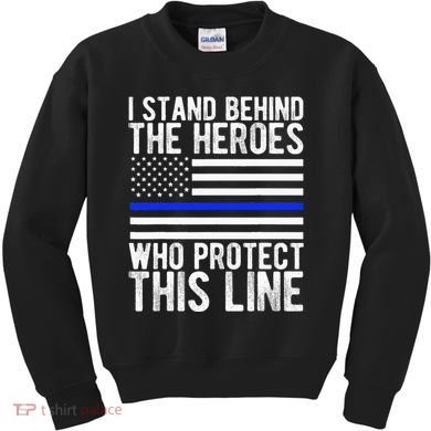 Thin Blue Line Flag Police Hero Law Enforcement Support Kids Sweatshirt