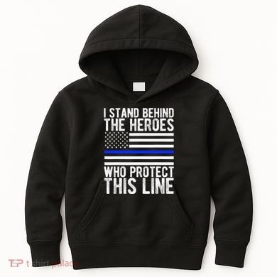 Thin Blue Line Flag Police Hero Law Enforcement Support Kids Hoodie