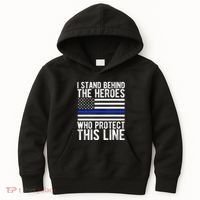Thin Blue Line Flag Police Hero Law Enforcement Support Kids Hoodie thumb 0