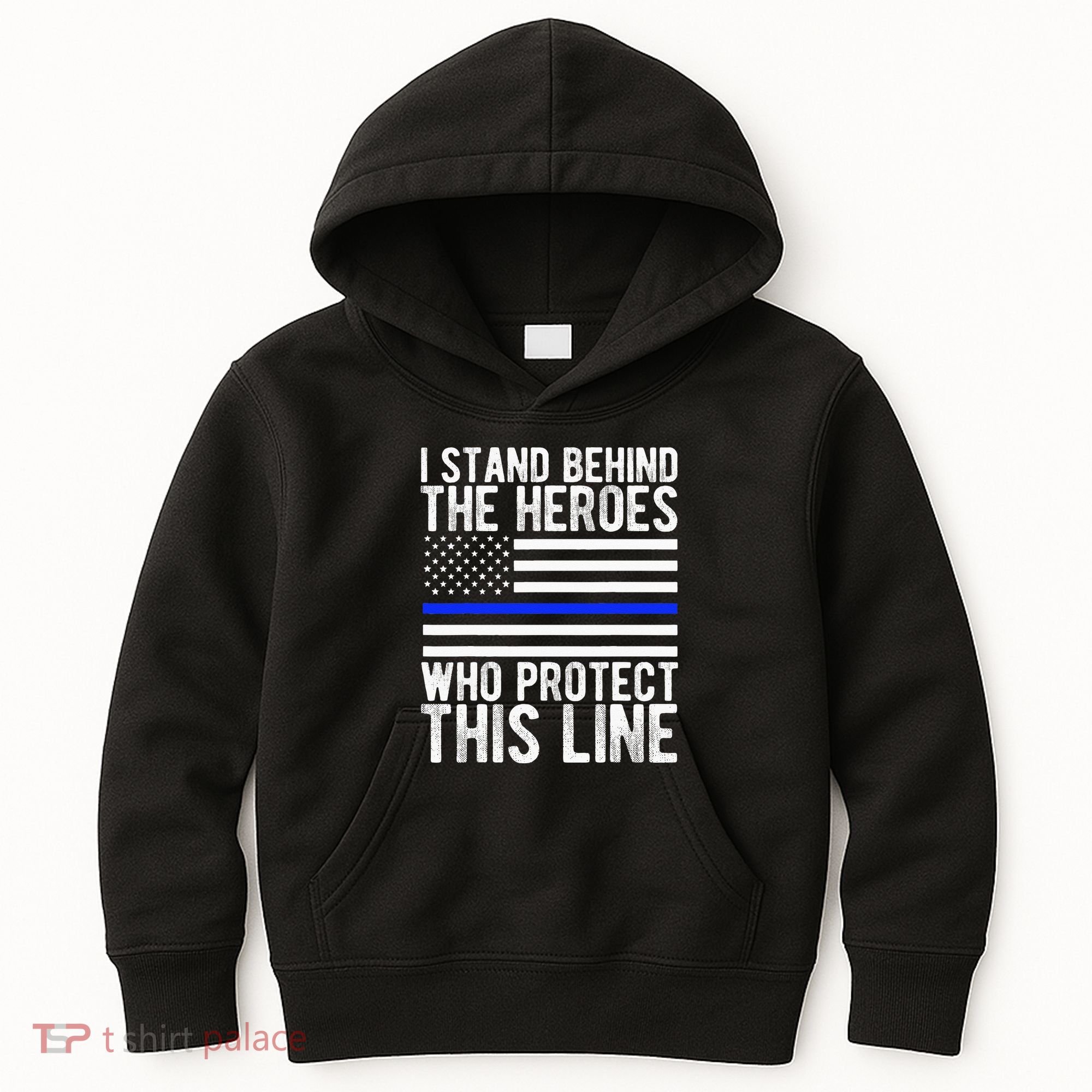Thin Blue Line Flag Police Hero Law Enforcement Support Kids Hoodie
