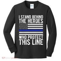 Thin Blue Line Flag Police Hero Law Enforcement Support Kids Long Sleeve Shirt thumb 0