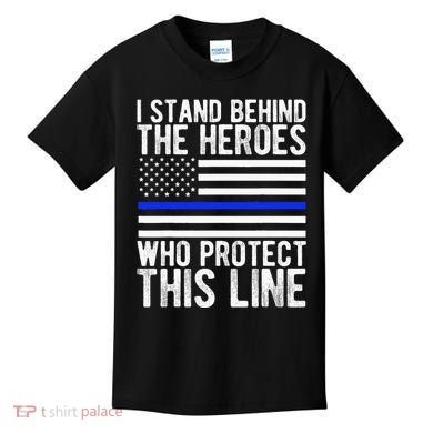 Thin Blue Line Flag Police Hero Law Enforcement Support Kids T-Shirt