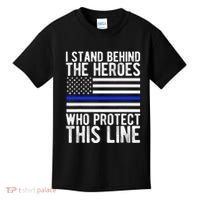 Thin Blue Line Flag Police Hero Law Enforcement Support Kids T-Shirt thumb 0