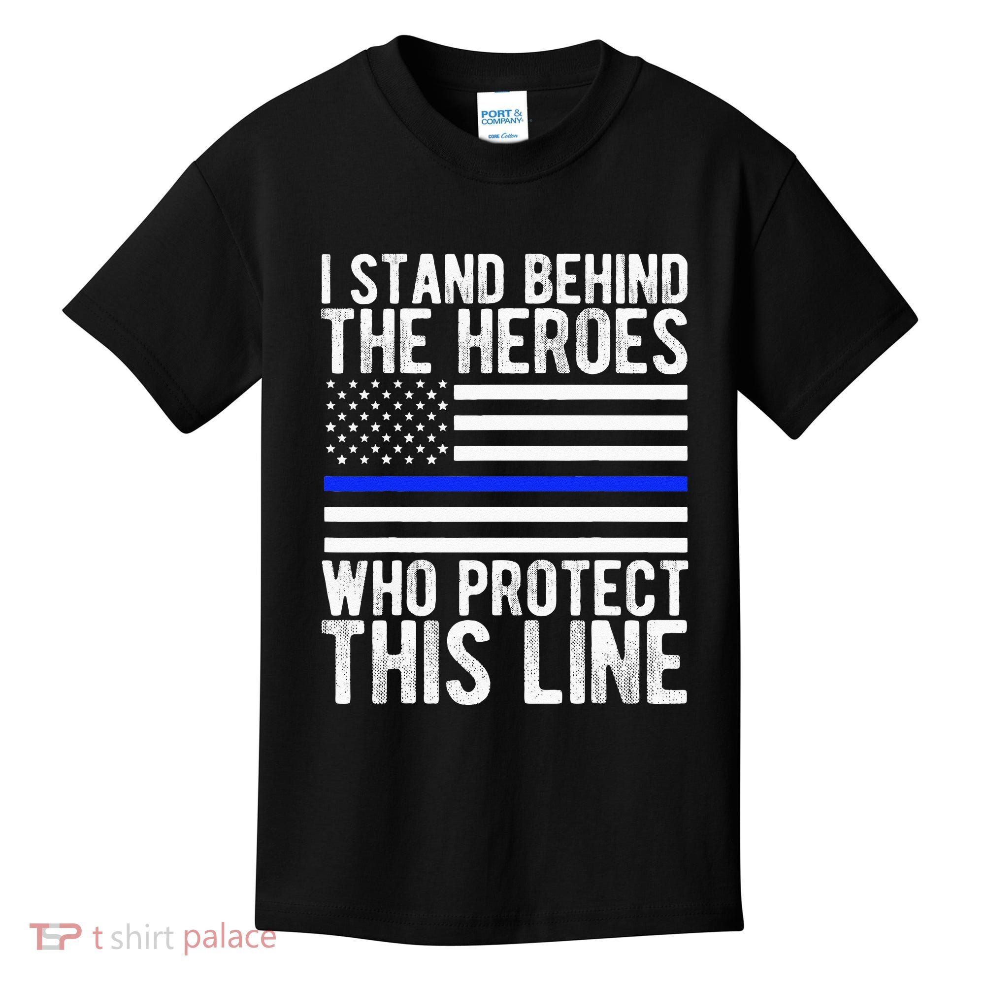 Thin Blue Line Flag Police Hero Law Enforcement Support Kids T-Shirt