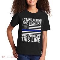 Thin Blue Line Flag Police Hero Law Enforcement Support Kids T-Shirt thumb 2