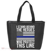 Thin Blue Line Flag Police Hero Law Enforcement Support Tote Bag thumb 0