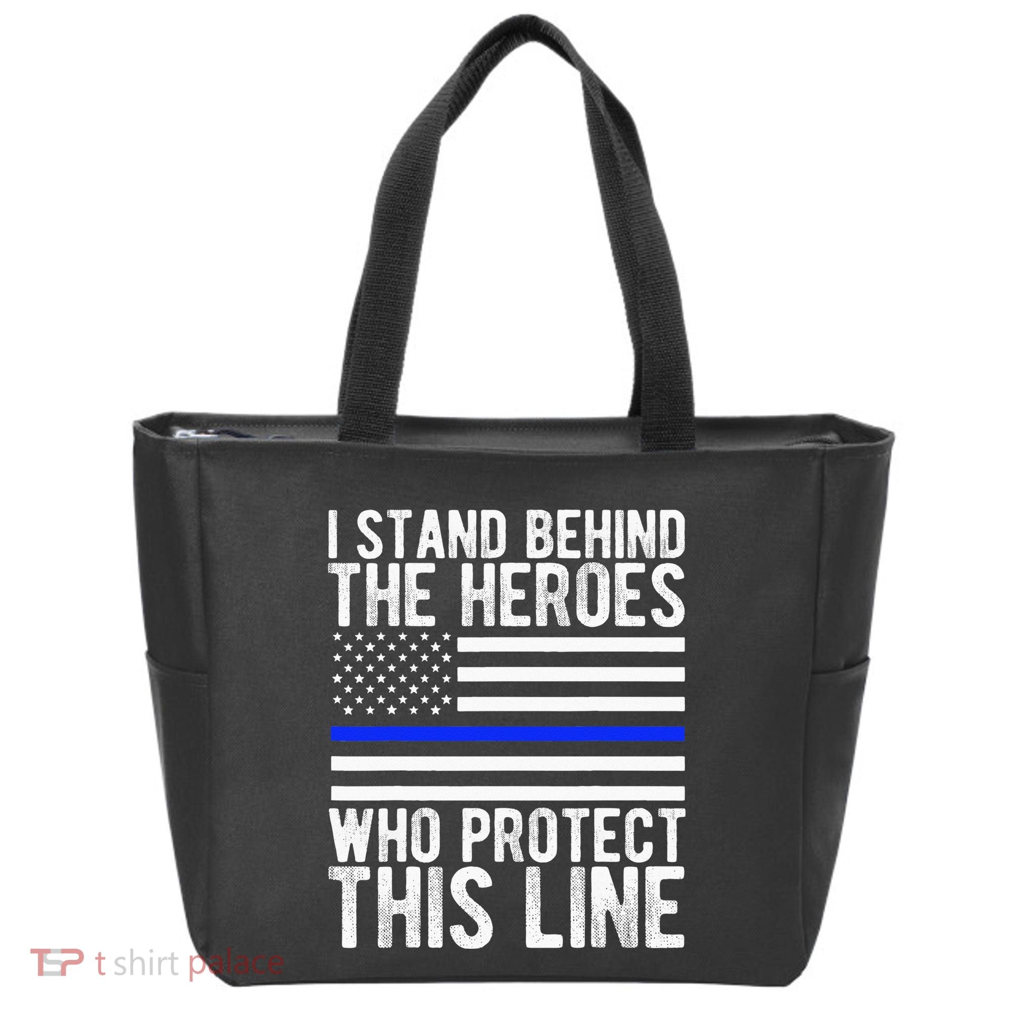 Thin Blue Line Flag Police Hero Law Enforcement Support Tote Bag