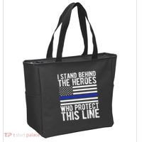 Thin Blue Line Flag Police Hero Law Enforcement Support Tote Bag thumb 2