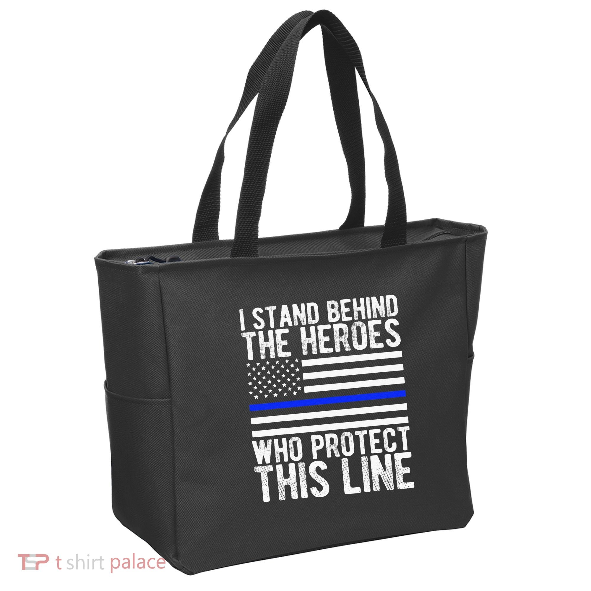 Thin Blue Line Flag Police Hero Law Enforcement Support Tote Bag