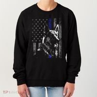 Thin Blue Line Flag K9 German Shepherd Police Dog Gift Men Women's Sweatshirt thumb 0