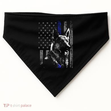 Thin Blue Line Flag K9 German Shepherd Police Dog Gift Men USA-Made Doggie Bandana