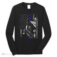 Thin Blue Line Flag K9 German Shepherd Police Dog Gift Men Long Sleeve Shirt thumb 0