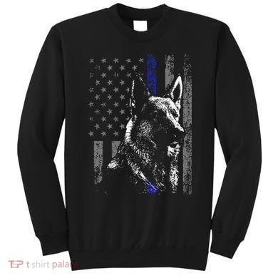 Thin Blue Line Flag K9 German Shepherd Police Dog Gift Men Sweatshirt
