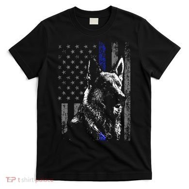 Thin Blue Line Flag K9 German Shepherd Police Dog Gift Men T-Shirt