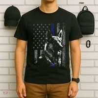 Thin Blue Line Flag K9 German Shepherd Police Dog Gift Men T-Shirt thumb 6