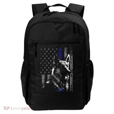 Thin Blue Line Flag K9 German Shepherd Police Dog Gift Men Backpack