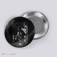 Thin Blue Line Flag K9 German Shepherd Police Dog Gift Men Button thumb 0