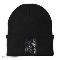 Thin Blue Line Flag K9 German Shepherd Police Dog Gift Men Beanie thumb 0