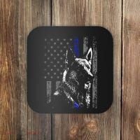 Thin Blue Line Flag K9 German Shepherd Police Dog Gift Men Coaster thumb 0