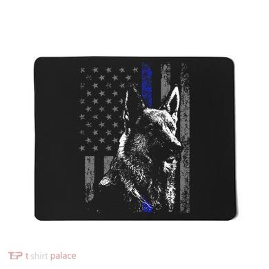 Thin Blue Line Flag K9 German Shepherd Police Dog Gift Men Mousepad