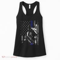 Thin Blue Line Flag K9 German Shepherd Police Dog Gift Men Women's Tank Top thumb 0