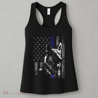 Thin Blue Line Flag K9 German Shepherd Police Dog Gift Men Women's Tank Top thumb 3