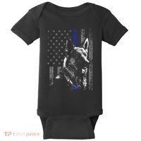 Thin Blue Line Flag K9 German Shepherd Police Dog Gift Men Baby Bodysuit thumb 0