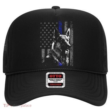 Thin Blue Line Flag K9 German Shepherd Police Dog Gift Men Hat