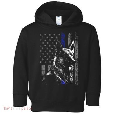 Thin Blue Line Flag K9 German Shepherd Police Dog Gift Men Toddler Hoodie