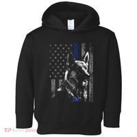 Thin Blue Line Flag K9 German Shepherd Police Dog Gift Men Toddler Hoodie thumb 0